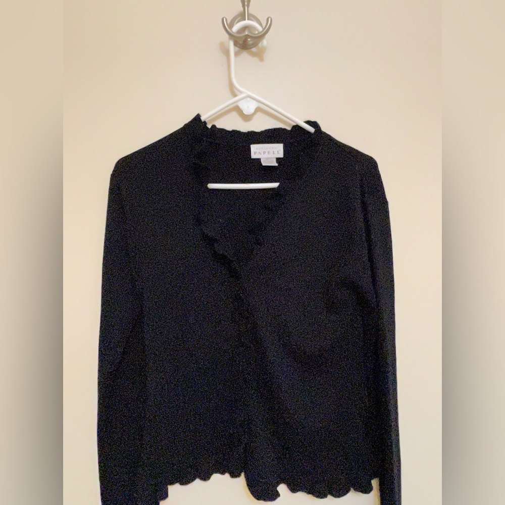 Ruffle Black Vintage Cardigan